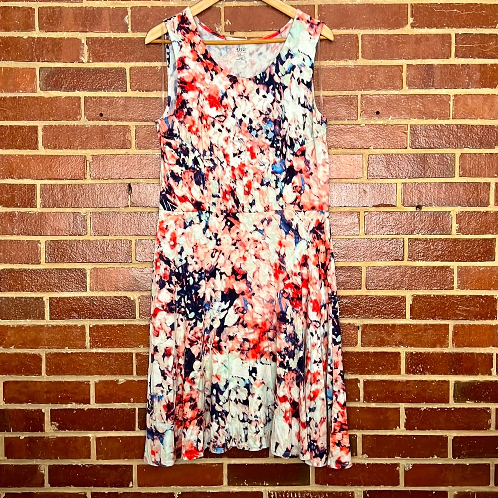 Pink/Blue/white Abstract print dress, size large